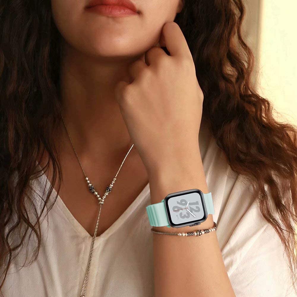 Magnetic Closure For Apple Watch Band 40Mm 41Mm 38Mm 44Mm 45Mm 42Mm 49Mm 44 45 40 41 Mm Kidmenwomen,Silicone Sport Loop Bracelet
