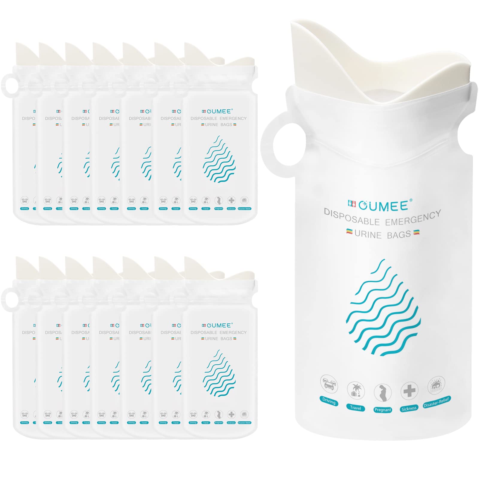 Oumee 12 Pack Emergency Disposable Urinal Bags, 700Ml Camping Pee Bags Unisex Urine Bag Vomit Bag For Travel Traffic Jam Portabl