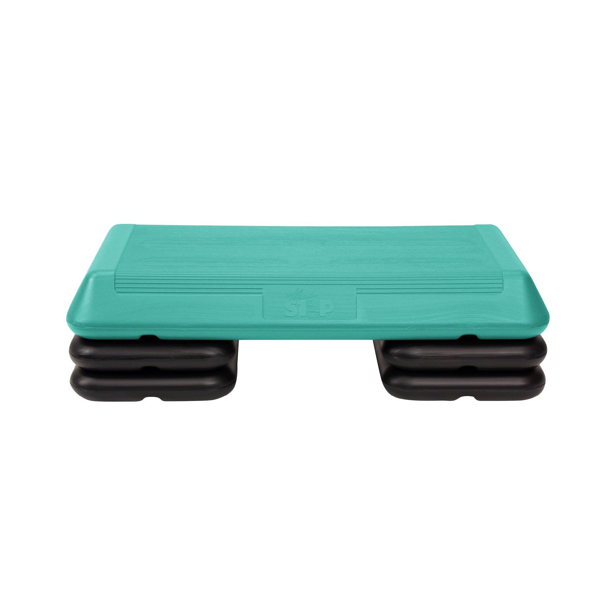 The Step (Made In Usa) Original Circuit Size Aerobic Platform With Teal Nonslip Platform And Four Original Black Risers