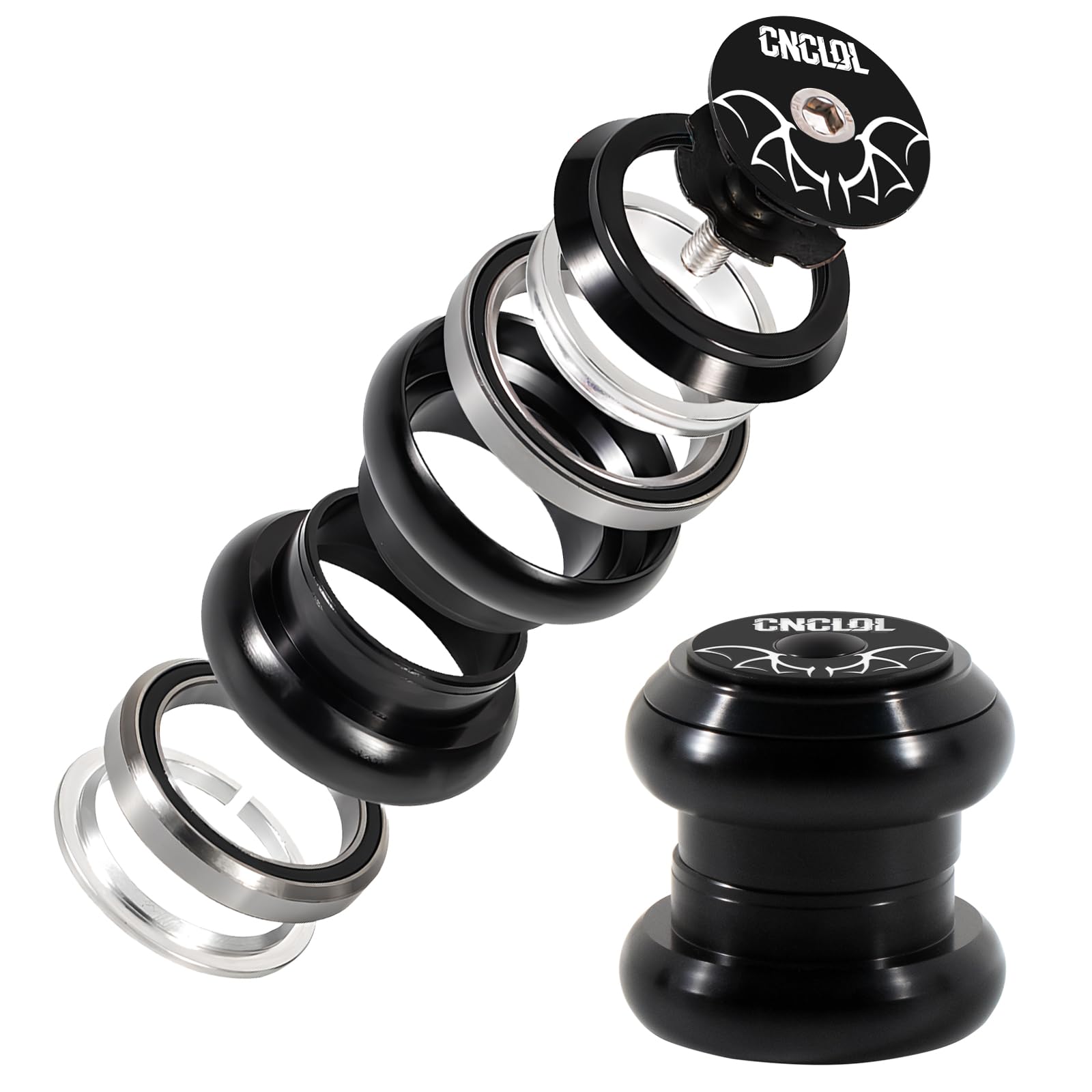 CNC 1-1/8  Bike Headset 34mm 44mm 41.8-52mm 44-55mm 44-56mm, Bicycle Headset Threadless Straight Tapered Tube Double Sealed Bear