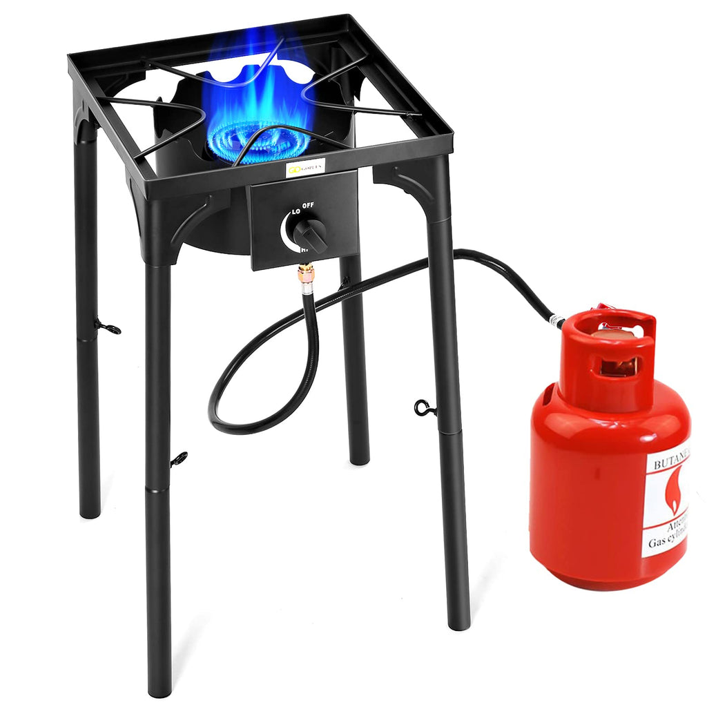 Goplus Outdoor Camping Stove, Single Burner Propane Gas Cooker W/Detachable Legs & 0-20 Psi Regulator & Csa Approval For Camp Pa