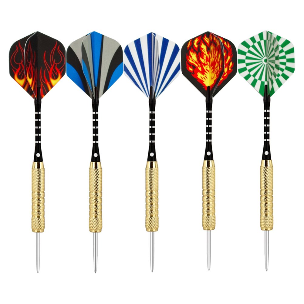 Wolftop 15 Pack Steel Tip Darts 18 Grams, Professional Darts Metal Tip Set With Aluminum Shafts, Standard Flights, Rubber O'Ring
