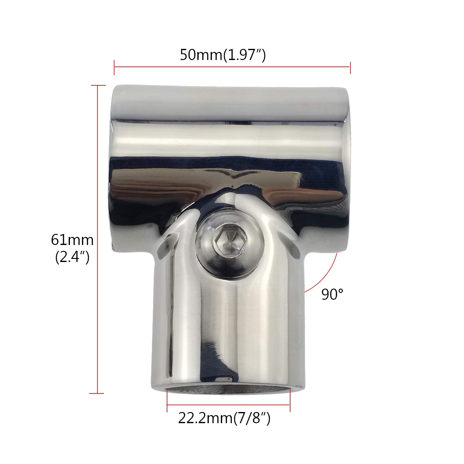 Nrc&Xrc Heavy Duty 316 Ss//Polished Boat Hand Rail Fitting- 90 Degree T/Tee Hinged/Split For 7/8'' Tube