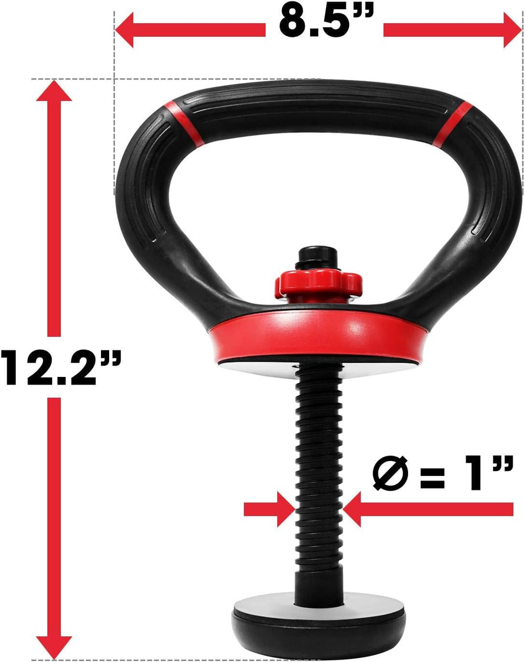 Yes4All Comfortable Grip Adjustable Kettlebell Handle Converter For 1 Inch Weight Plates - Red