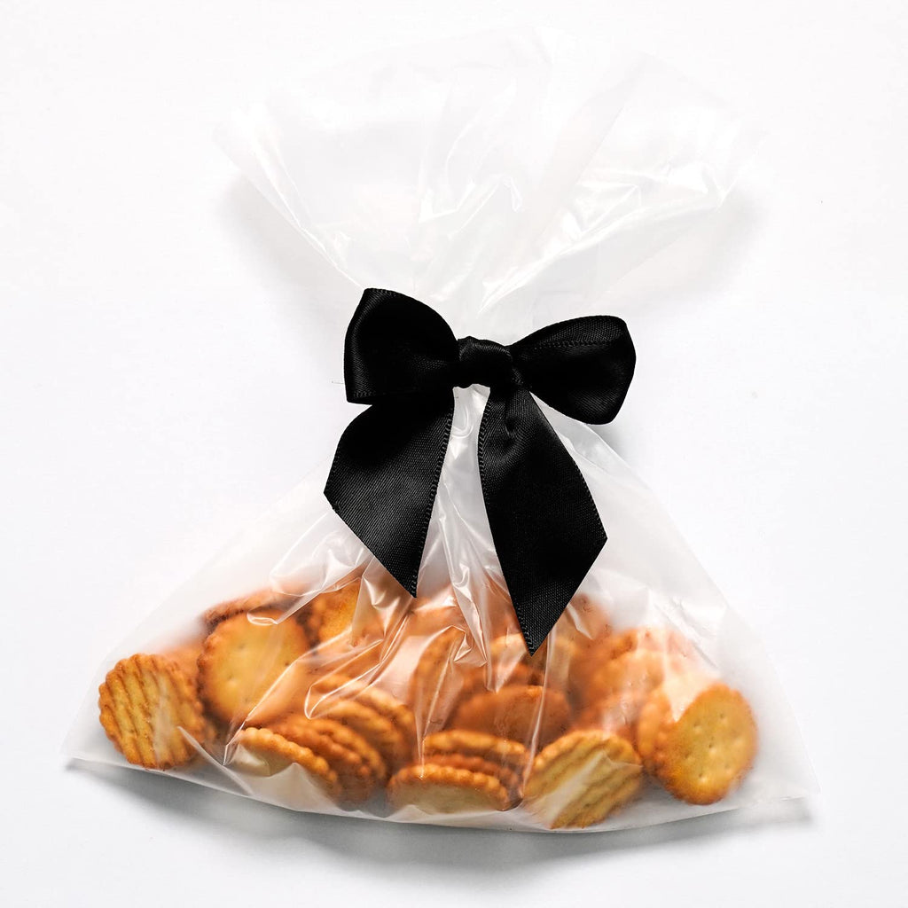 Rainbow Pana 60 Pack Twist Tie Bows For Treat Bags 25 Black Satin Ribbon Bows For Package Craft Gift Wrapping Decoration