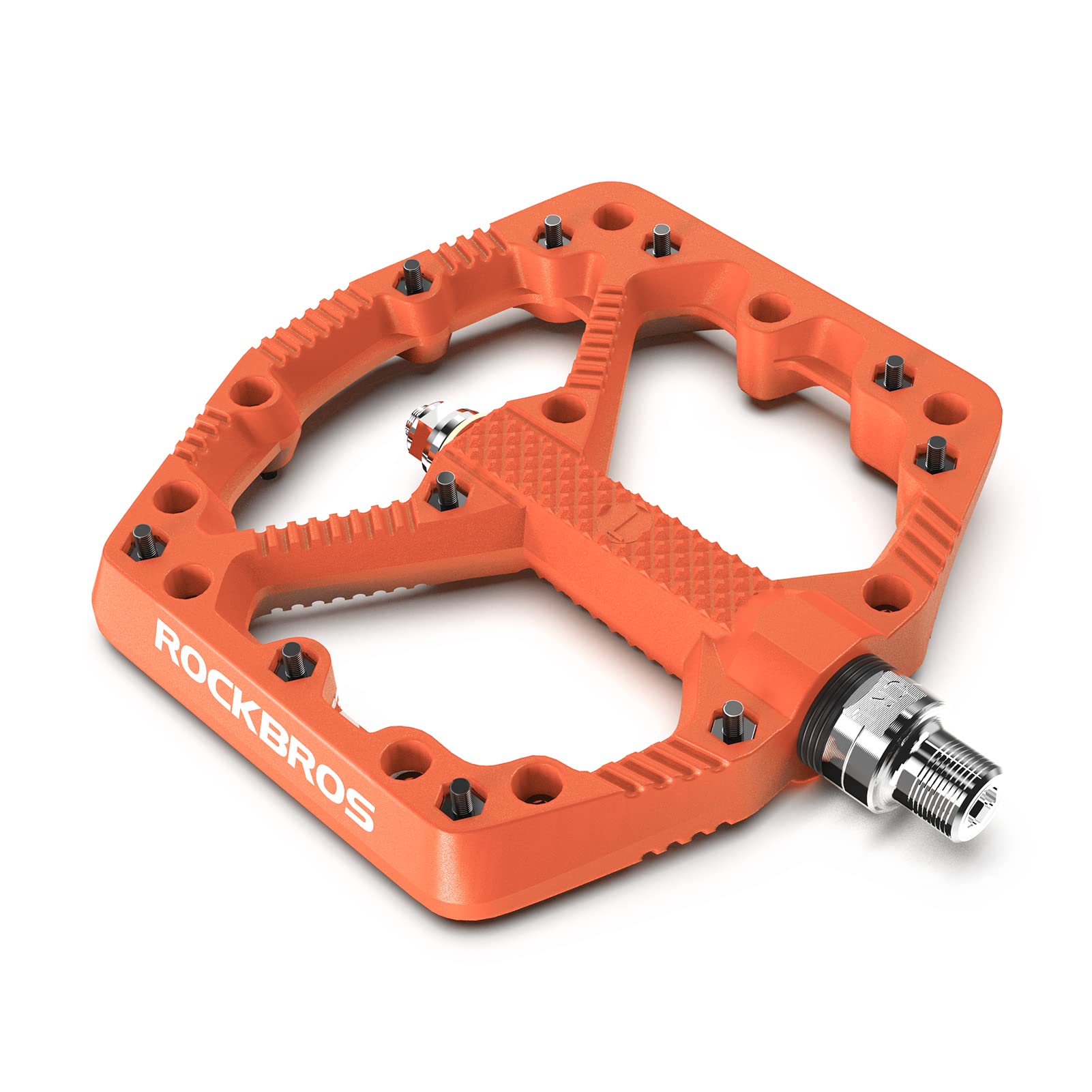 Rockbros Mountain Bike Pedals Flat Mtb Pedals Nylon Fiber Bicycle Platform Pedals For Road Mountain Bmx Mtb Bikes Orange