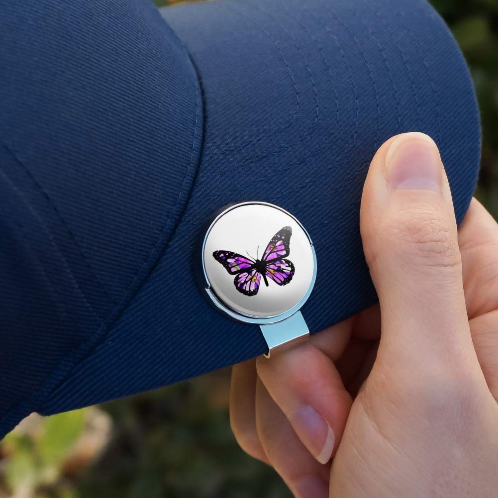 Graphics & More Butterfly With Flowers Golf Hat Clip With Magnetic Ball Marker