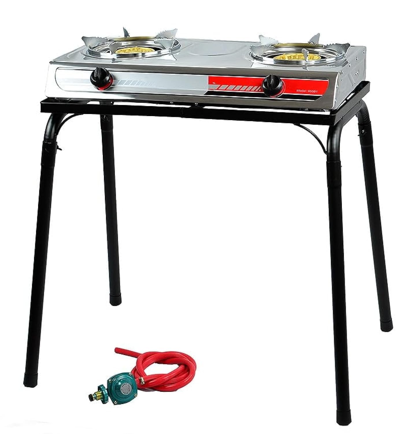 Xtremepowerus 25,516 Btu Double Burner Stove Stand Outdoor Propane Range Dual Propane Grill Burner Camping Picnic Cookout W/Deta
