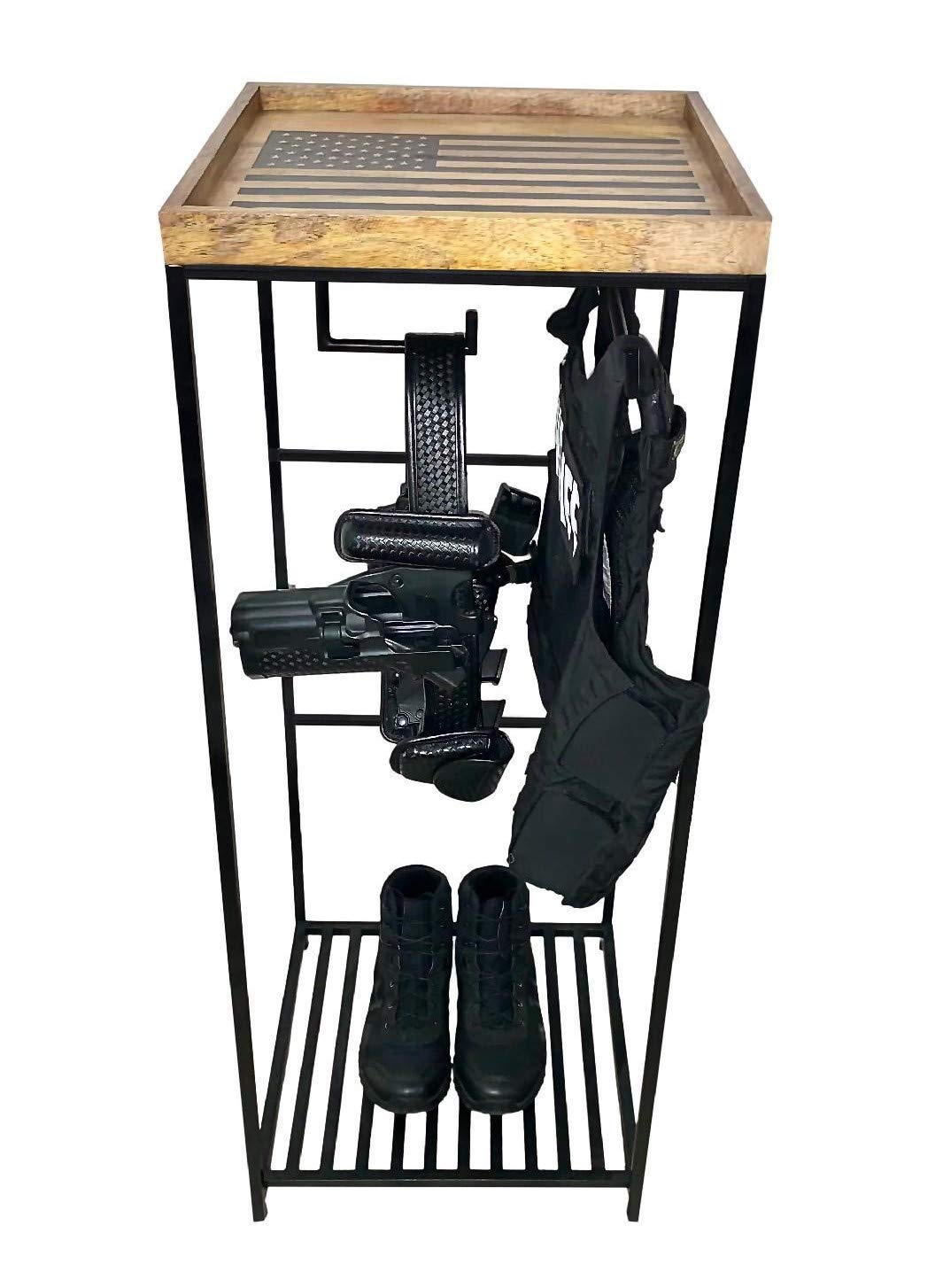 Guard The Line Police Gear Rack - Law Enforcement & Military Gear Stand Organizer - Vest, Uniform & Plate Carrier Hanger - Duty 