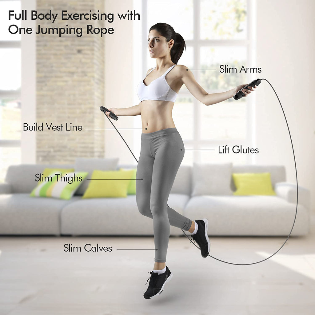 Jump Rope, Tangle-Free Rapid Speed Cable With Ball Bearings For Women, Men, And Kids, Adjustable Steel Workout With Foam Handles