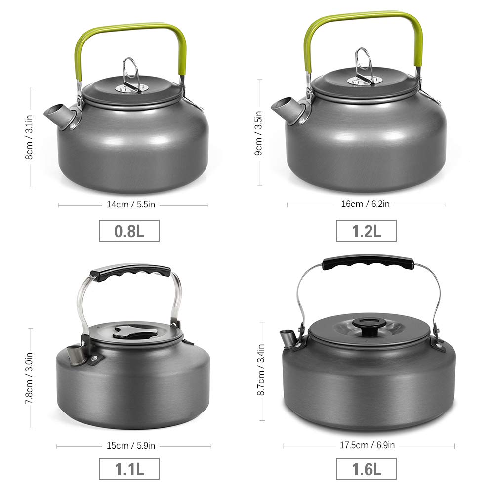 Docooler Camping Kettle - 0.8L Portable Ultra-Light Outdoor Hiking Camping Picnic Water Kettle, Teapot, Coffee Pot - Compact, Qu