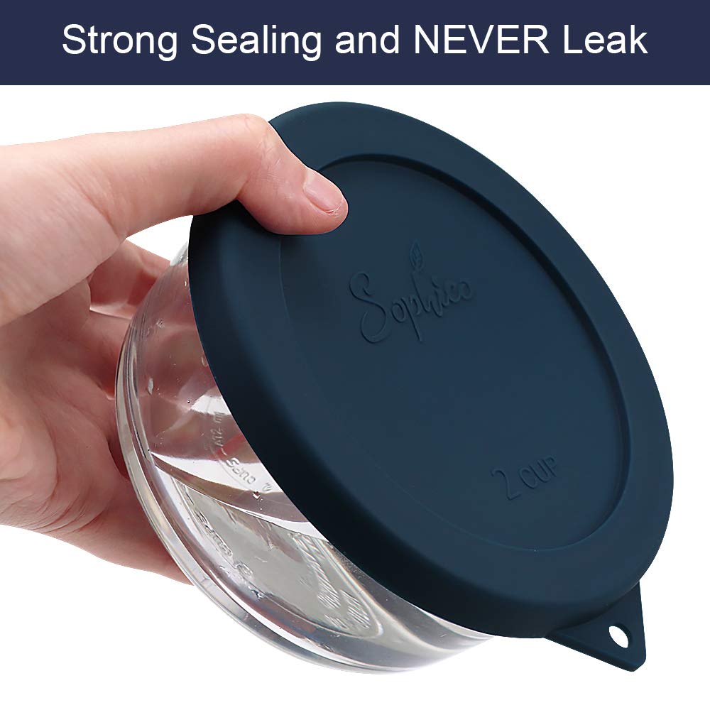 Sophico 2 Cup Round Silicone Storage Cover Lids Replacement For Anchor Hocking And Pyrex 7200-Pc Glass Bowls (Container Not Incl