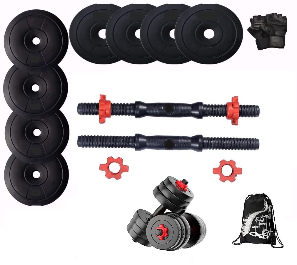Bodyfit Dumbbell Set, Home Gym Set, (4Kg To 40Kg),One Pair Of Adjustable Dumbbell Rods, Weight Plates, Home Gym Set,Gym Equipmen