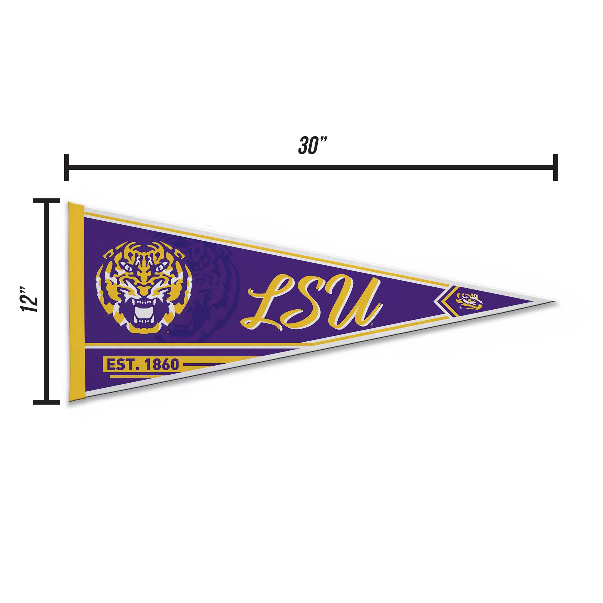 Rico Industries Ncaa Lsu Tigers Classic 12'' X 30'' Felt Wall D  Cor Pennant - Great For Home/Bed Room/Man Cave D  Cor
