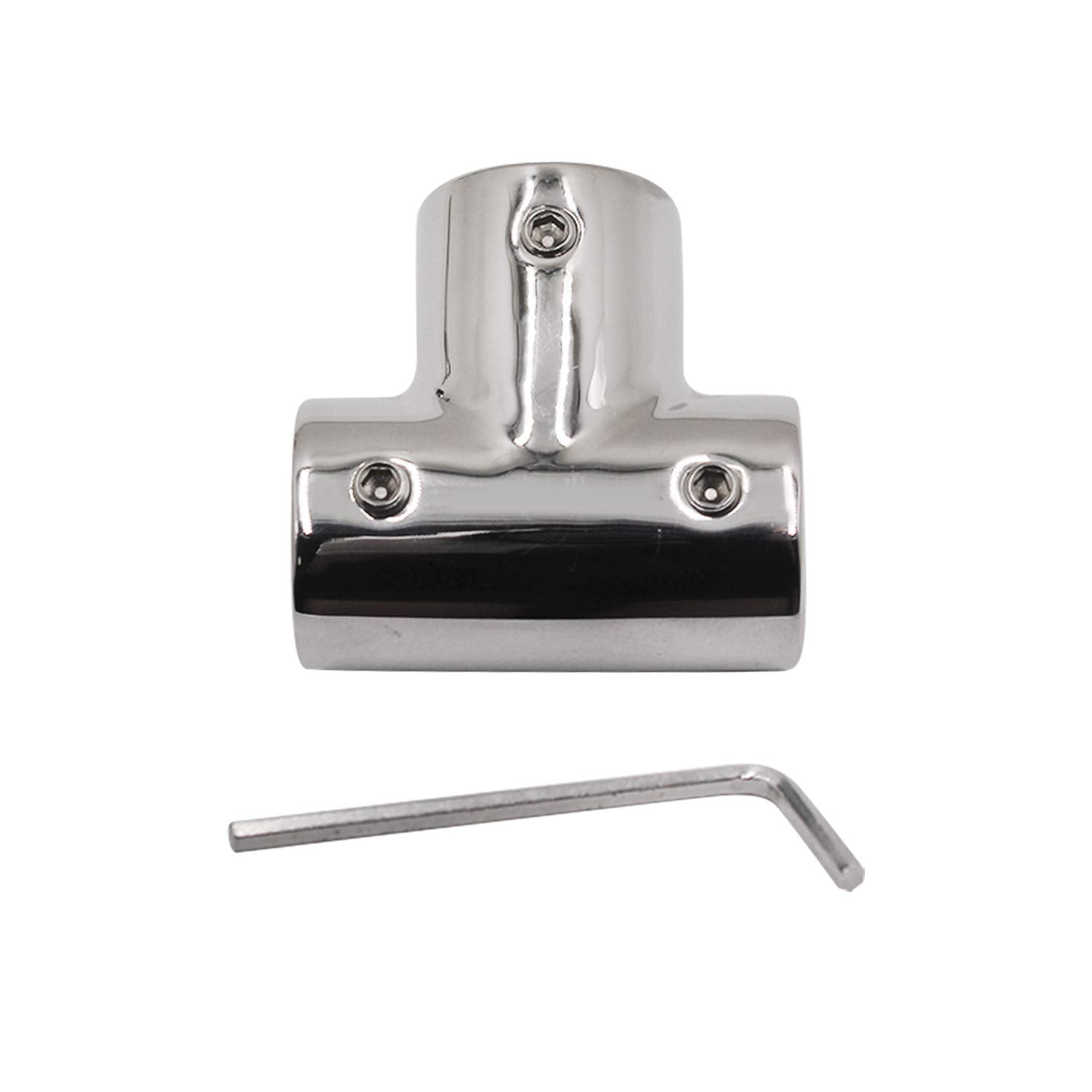 SHENGHUISS Boat Hand Rail Fitting Marine Grade 316 Stainless Steel Polished Pipe Connector with L Shape Hex Key 7/8 inch 90 Tee 