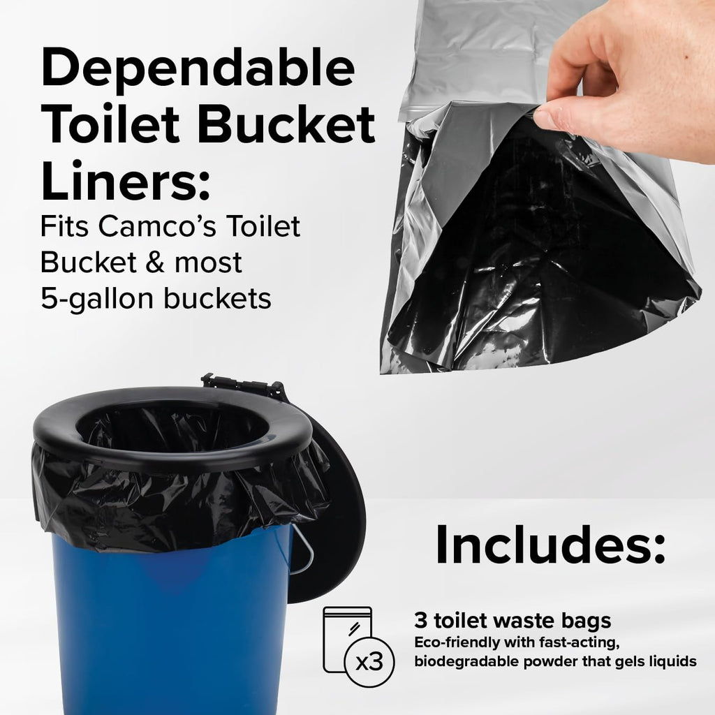 Camco Toilet Waste Bags -Durable Double Bag Design Is Leak-Proof, Inner Bag Gels Any Liquid, Great For Camping, Hiking And Hunti