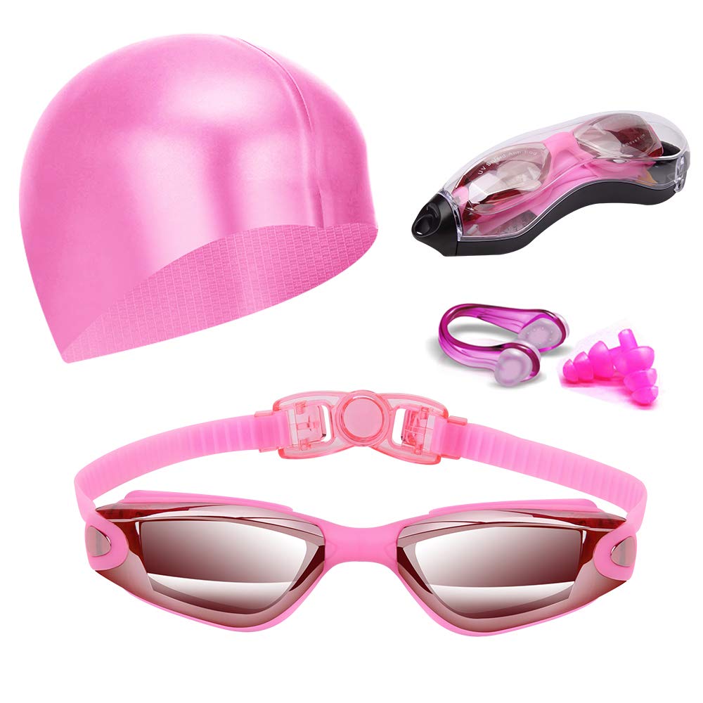 Swim Goggles Swimming Goggles No Leaking With Nose Clip, Earplugs And Case