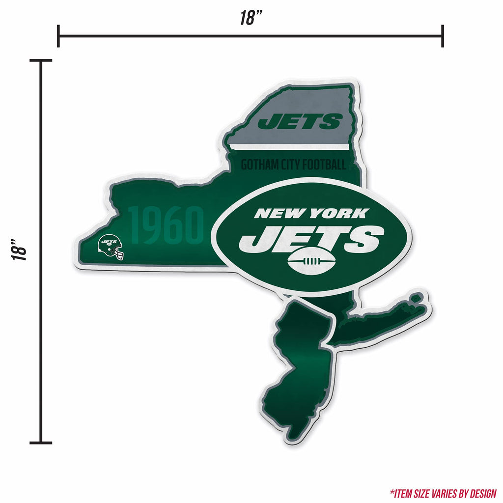 Rico Industries Nfl Football New York Jets State Shape Shape Cut Pennant - Home And Living Room D  Cor - Soft Felt Ez To Hang
