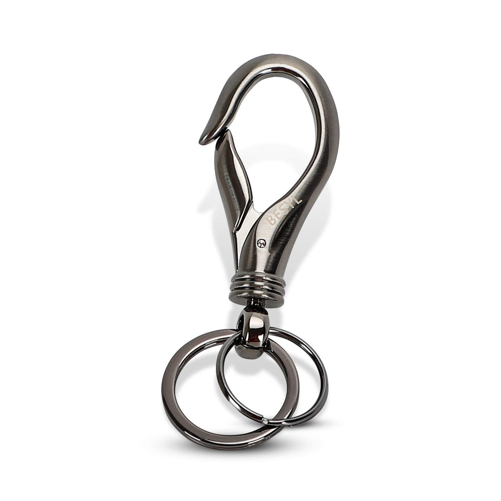 Besyl Black Commerce Keychain With 2 Key Rings, Office And School Heavy Duty Car Key Chain For Men And Women