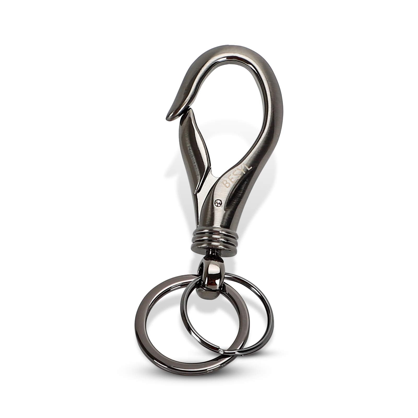 Besyl Black Commerce Keychain With 2 Key Rings, Office And School Heavy Duty Car Key Chain For Men And Women
