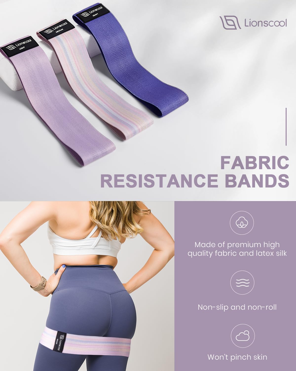 LIONSCOOL Pilates Ring Set (Purple) - 14 Pilates Ring, 9 Pilates Mini Ball and Three Fabric Resistance Bands Included