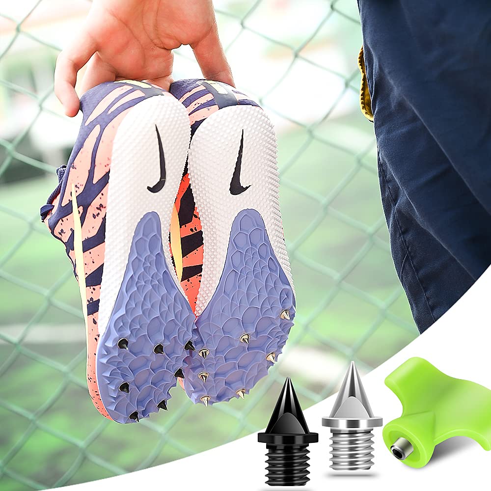 Nuolifee 1/4 Inch Track Spikes, 100 Pieces Steel Shoe Spikes Replacements And Spike Wrench For Sports Running Track Shoes