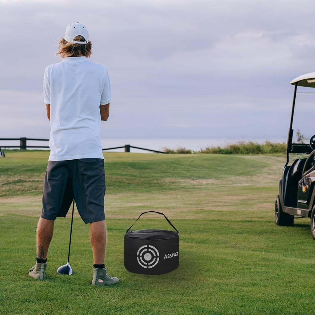 Asenver Black Golf Impact Bag Silent Golf Swing Trainer Golf Smash Bag Portable Power Hitting Bag Golf Training Aid