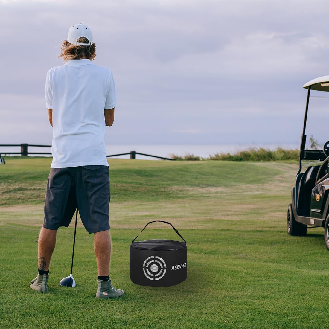 Asenver Black Golf Impact Bag Silent Golf Swing Trainer Golf Smash Bag Portable Power Hitting Bag Golf Training Aid