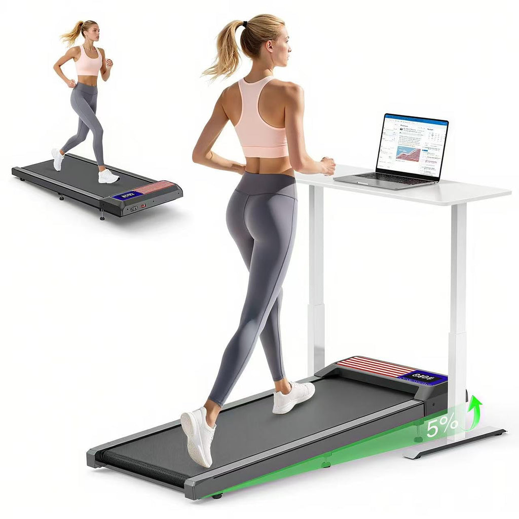 Rjop Walking Pad Treadmill With 0%-5% Incline And App Sync, Small Compact Under Desk Treadmills For Home And Office With Remote