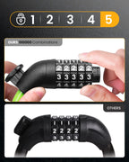 KEYSTP Bike Lock Cable with Combination,High Security 5-Digit Resettable Combination Bicycle Lock Anti-Theft, with Mounting Brac