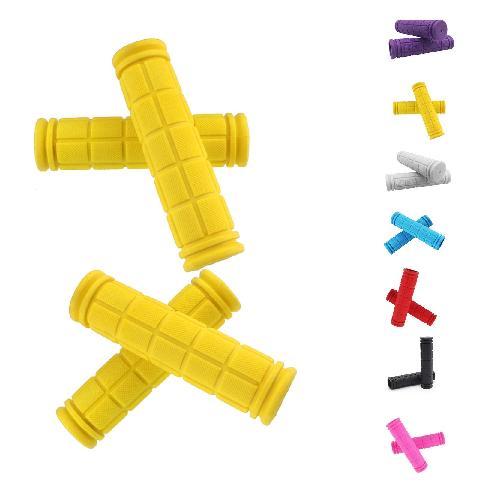 Helonge Bike Handlebar Grips, Non-Slip Rubber Bicycle Handle Bar Wraps For Kids Bikes(7 Colors) (Yellow)