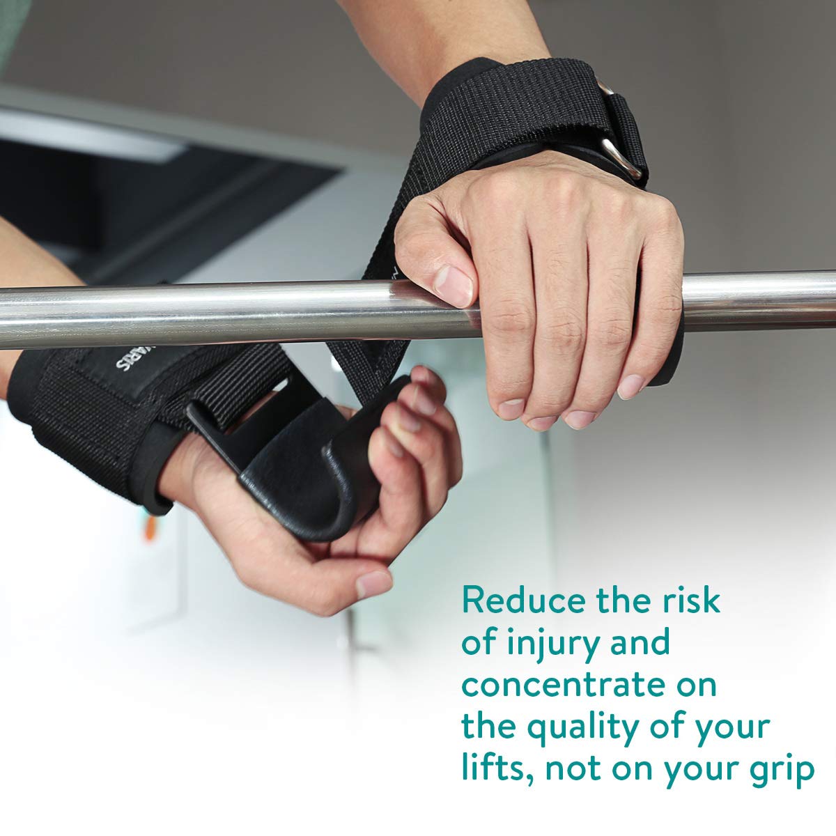 Navaris Weight Lifting Hook Straps - Pair Of Weightlifting Wrist Support Straps With Hooks - Neoprene Wrist Grips For Deadlifts,