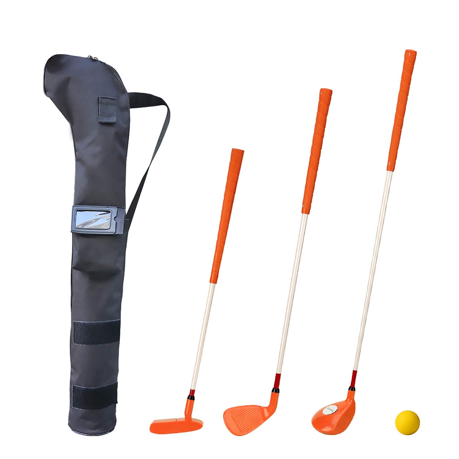 Konday Kids Golf Clubs Set Children Golf Set Yard Sports Tools Three Clubs With Carry Bag And Soft Balls (Orange)