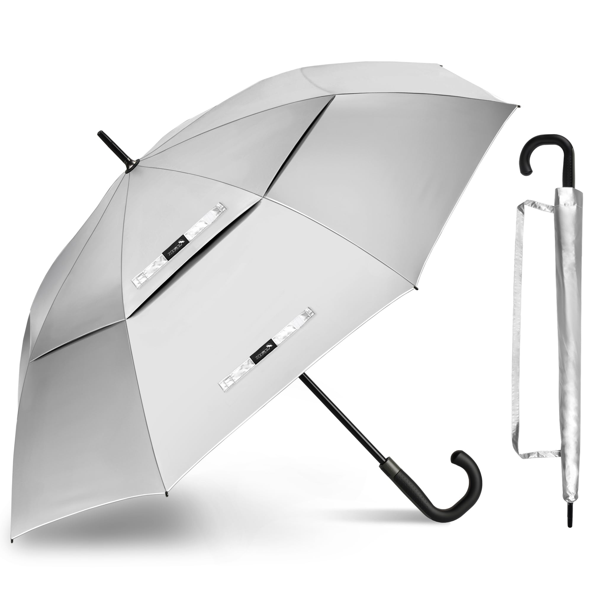 ZOMAKE Windproof Golf Umbrella UV Protection, Automatic Oversize Golf Umbrellas Double Canopy Vented Sun Blocking Push Cart for 