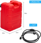 GarveeTech Marine Tank, 6 Gallon Outboard Marine Boat Transfer Tank with 9.8ft Hose, Gauge, I-Shaped Handle, Easy to Carry for O