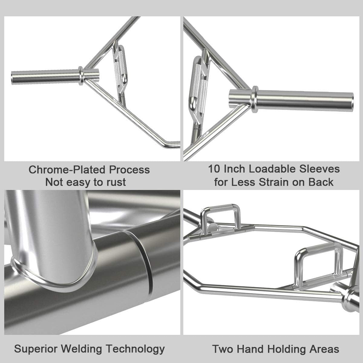 Gymax Olympic Hex Bar, Folding Trap Bar 56'' Chrome Finish Hex Weight Lifting Bar Deadlift Bar With Two-Handle, For Squats, Dead