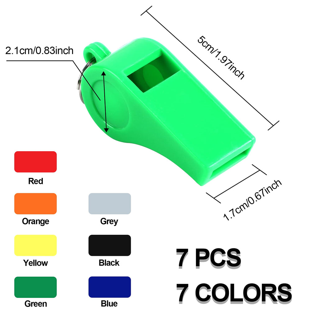 Sannix 7 Pack Plastic Whistles Coaches Referee Whistles With Lanyards Colorful Whistles For Kids Sports Whistles For Football Ba