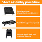 Upgraded Small Camp Wood Stove With Carrying Case, 13.8Inch Black Woodstove Portable Camping Stove, Durable Iron Wood Burning St