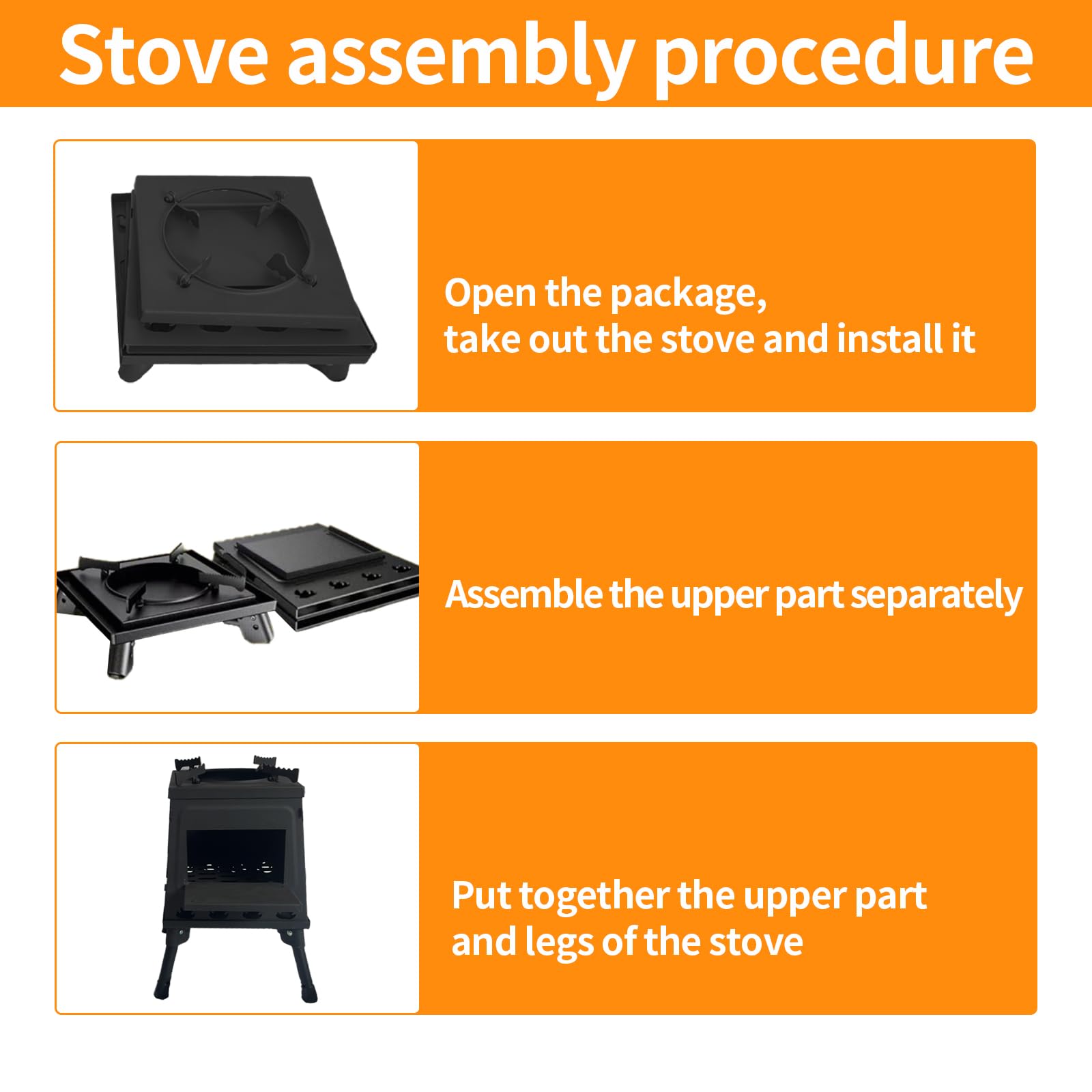 Upgraded Small Camp Wood Stove With Carrying Case, 13.8Inch Black Woodstove Portable Camping Stove, Durable Iron Wood Burning St
