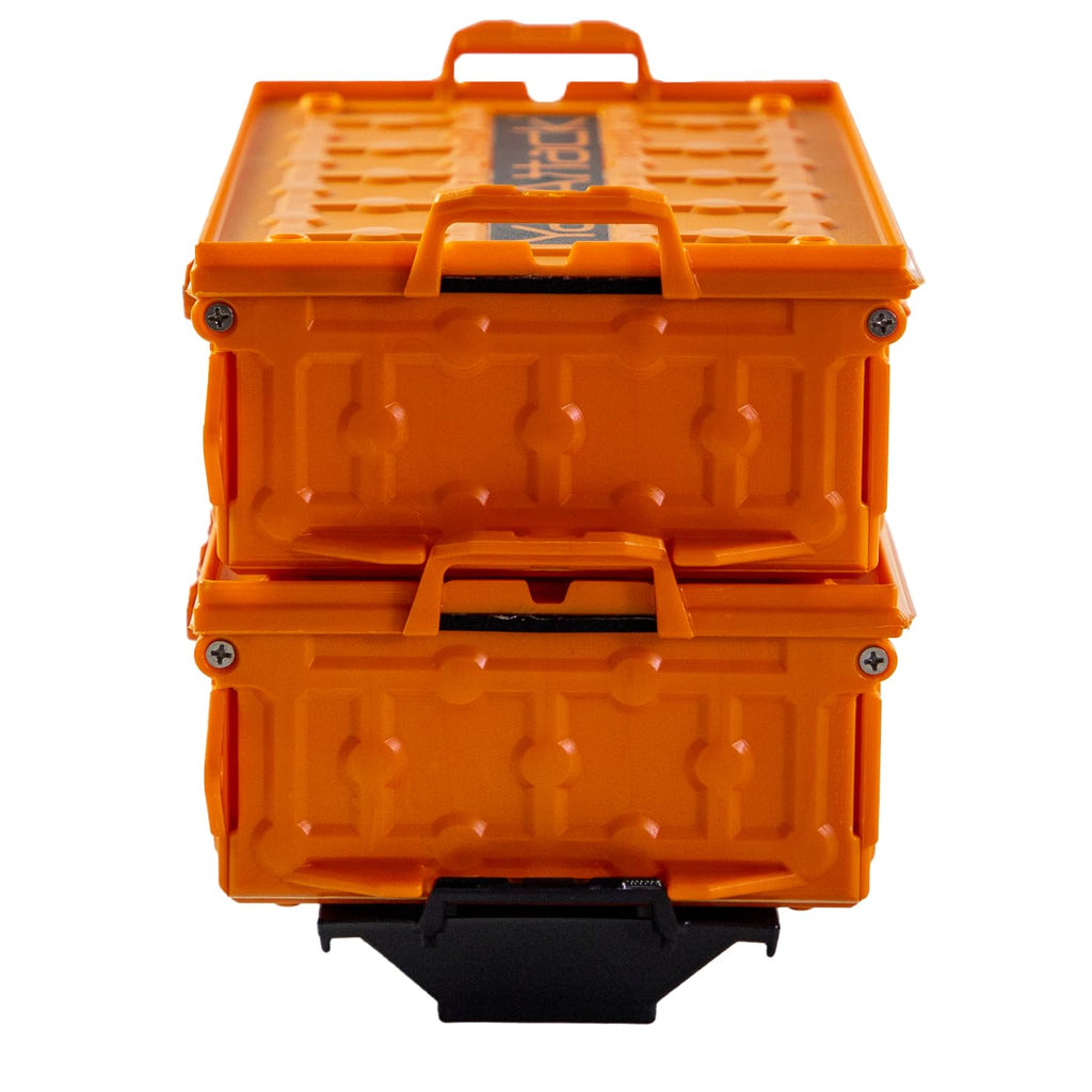 Yakattack Tracpak Orange Combo Kit - 2 Stackable Kayak Storage Boxes With Quick Release Track Mount Base | Kayak Crate System Fo