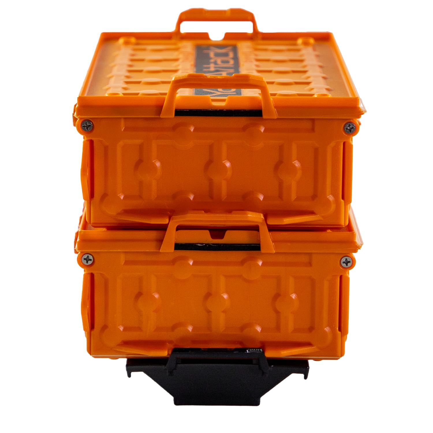 Yakattack Tracpak Orange Combo Kit - 2 Stackable Kayak Storage Boxes With Quick Release Track Mount Base | Kayak Crate System Fo