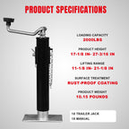 Big RED 2000 LBs Capacity Weld on Pipe Mount Swivel Trailer Jack, ATR39003R