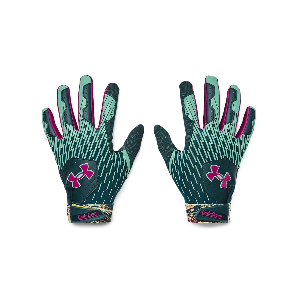 Under Armour Mens Clean Up Culture Baseball Gloves, (461) Blackout Teal/Comet Green/Magenta Pop, X-Large