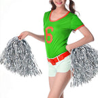 Baotongle 12 Pcs Cheerleading Squad Spirited Fun Poms Pompoms Cheer Costume Accessory For Party Dance Sports (Slivery)