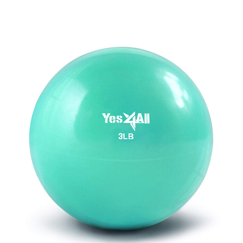 Yes4All Soft Weighted Toning Ball/Medicine Ball & Exercise Pilates Ring - Multi Colors & Weights Available (B. 3 Lbs Cyan Green)