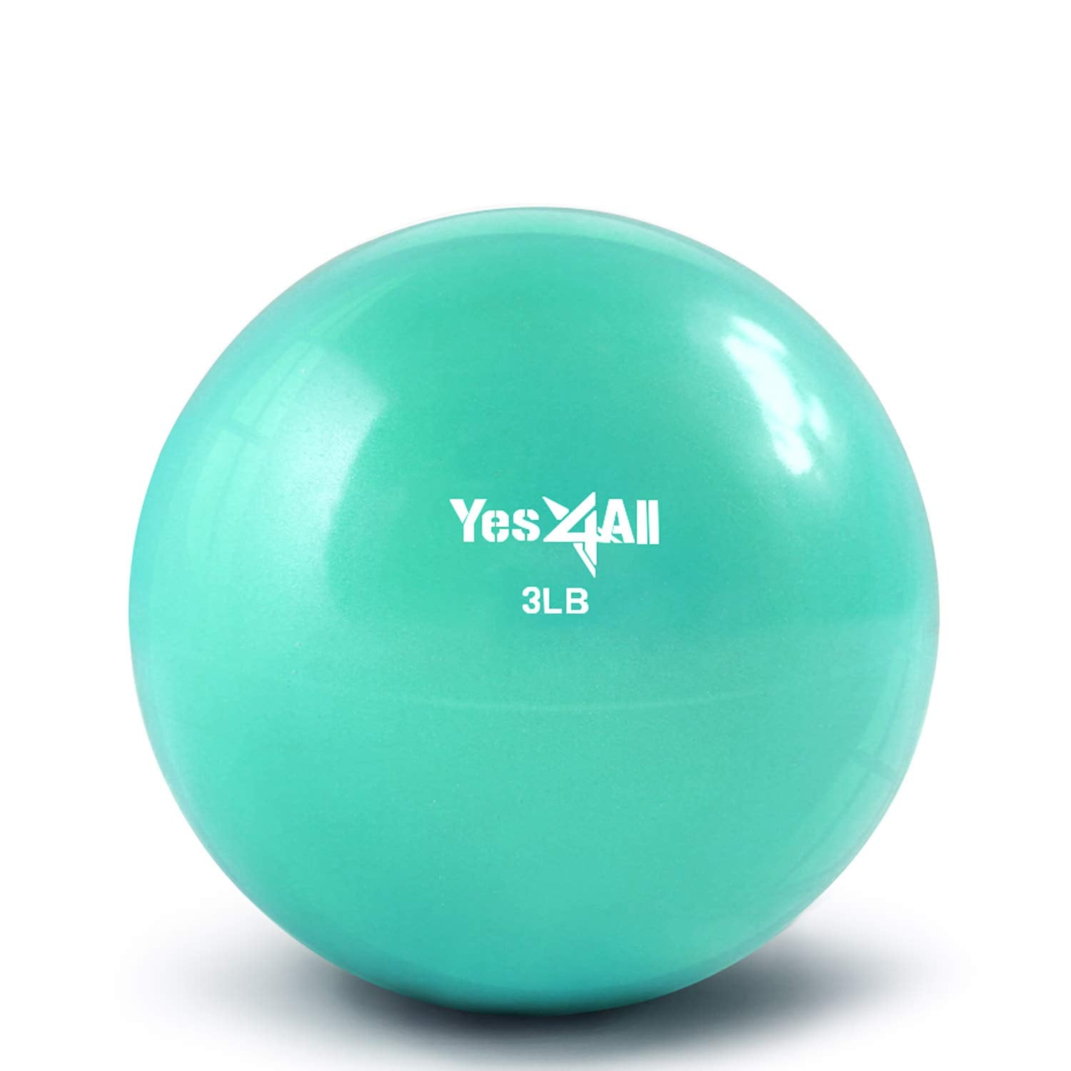 Yes4All Soft Weighted Toning Ball/Medicine Ball & Exercise Pilates Ring - Multi Colors & Weights Available (B. 3 Lbs Cyan Green)