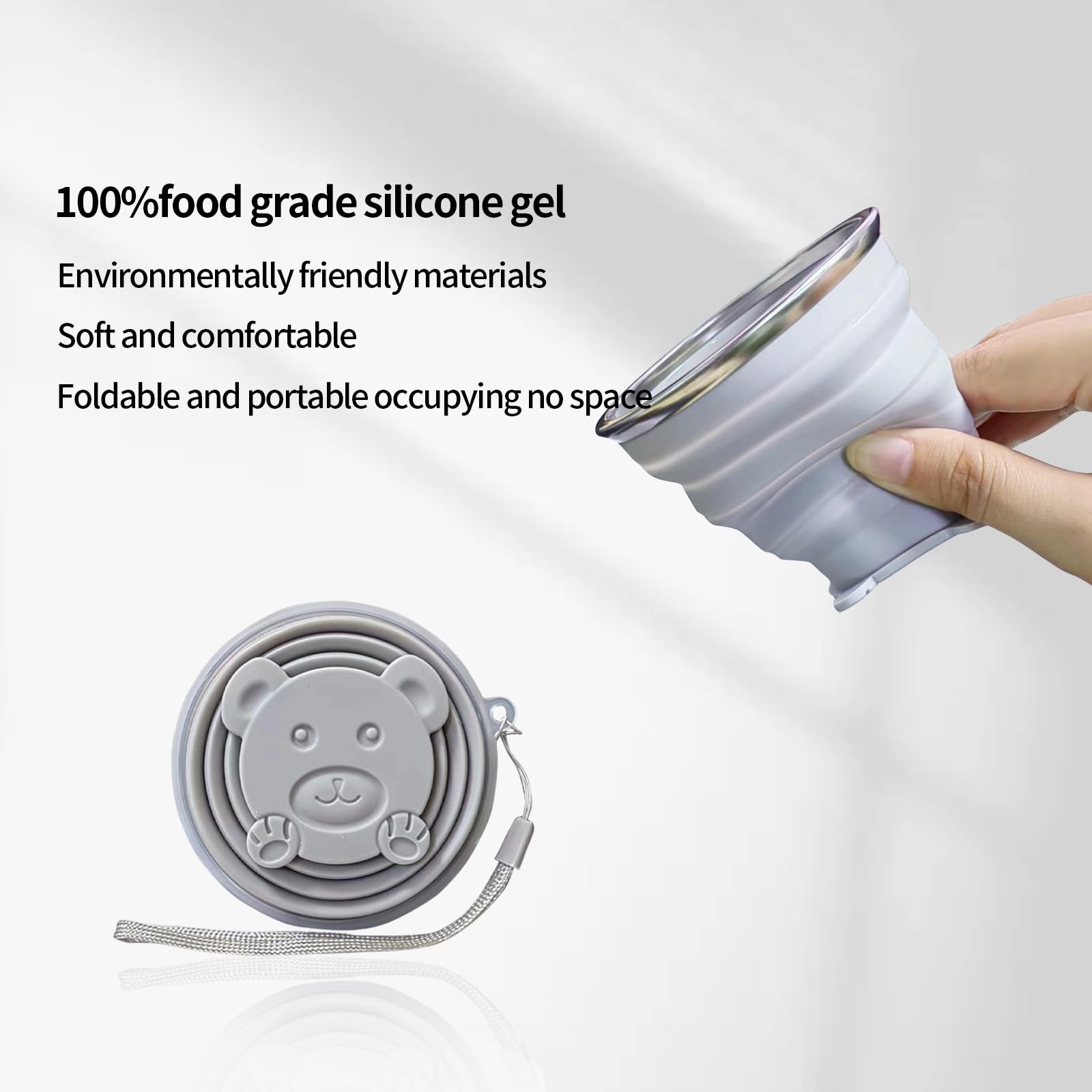 Nintora-C 180Ml+180Ml Collapsible Cup-Silicone Small Foldable-Expandable Folding Drinking Cups -Reusable Portable Mugs With Lids