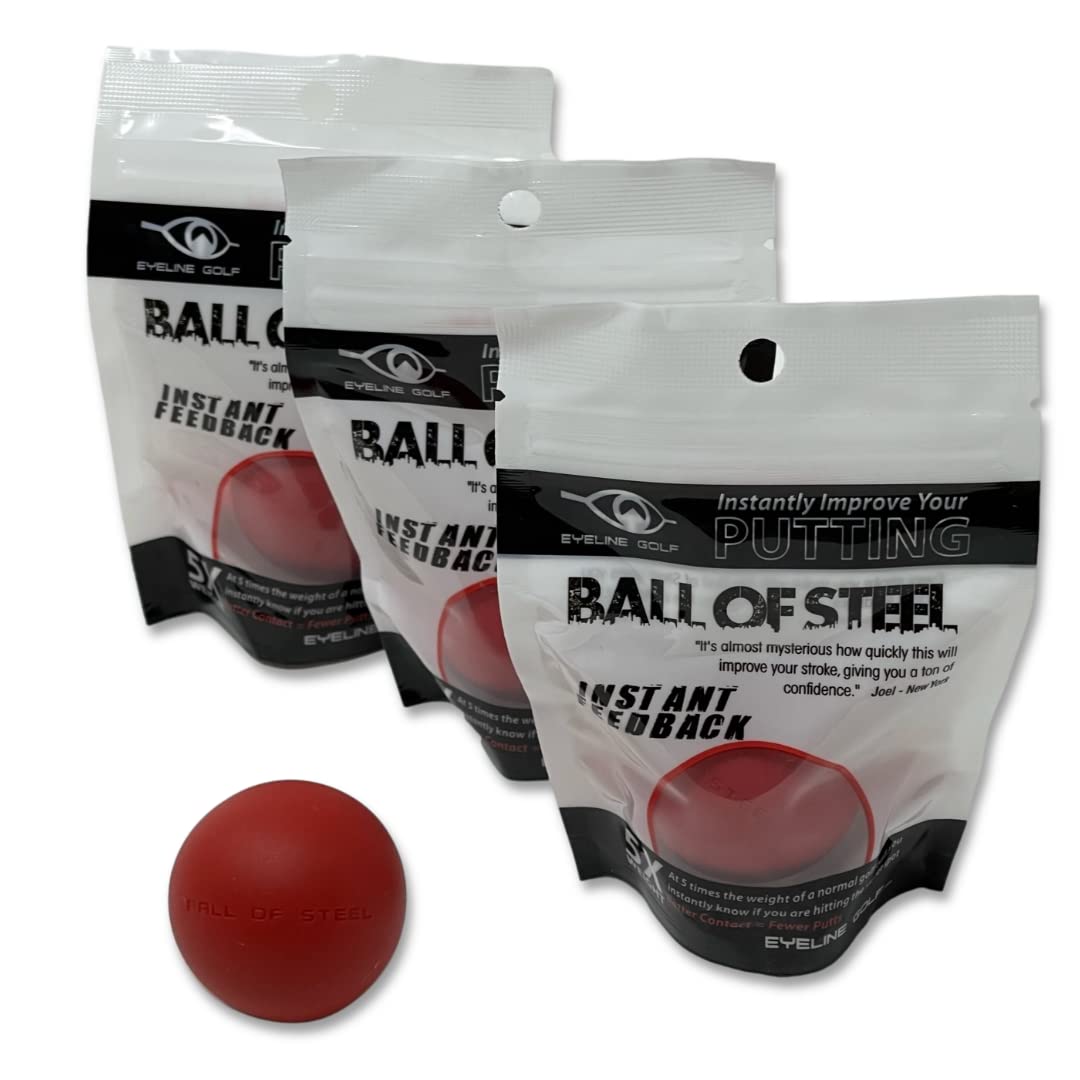 EyeLine Golf Weighted Heavy Putting Ball of Steel, Silicon Padding, Instant Feedback, Training Aid, 5X Weight of Standard Ball, 