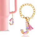 CCINPPY Letter Charm Accessories for Stanley Cup 1 PCS Cute Initial Keychain Handle Charm for Stanley Tumbler for Women Pink Let