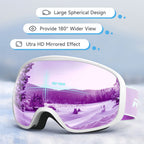 RIOROO Kids Ski Goggles, Toddler Snowboard Goggles For Boys Girls Aged 3-14, 100% UV Protection OTG Ski Goggles